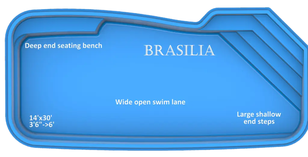 Brasilia model fiberglass pool by Rainforest Pools USA