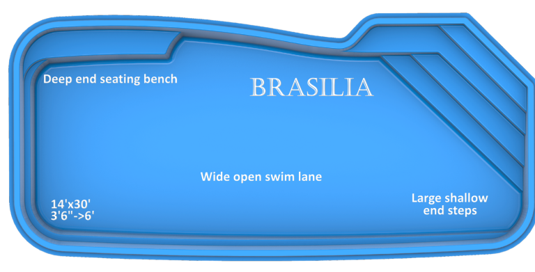 Brasilia model fiberglass pool by Rainforest Pools USA