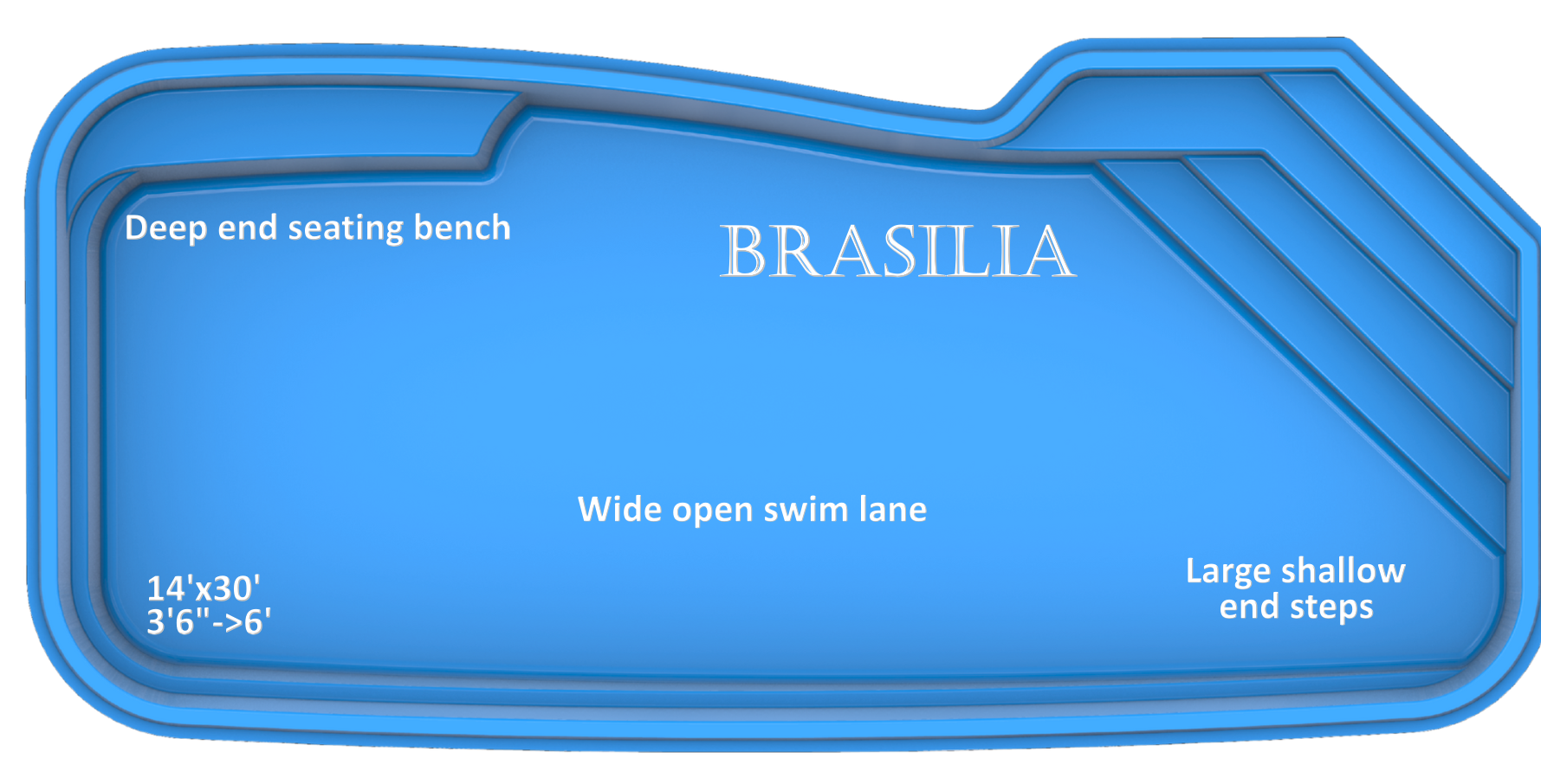 Brasilia model fiberglass pool by Rainforest Pools USA