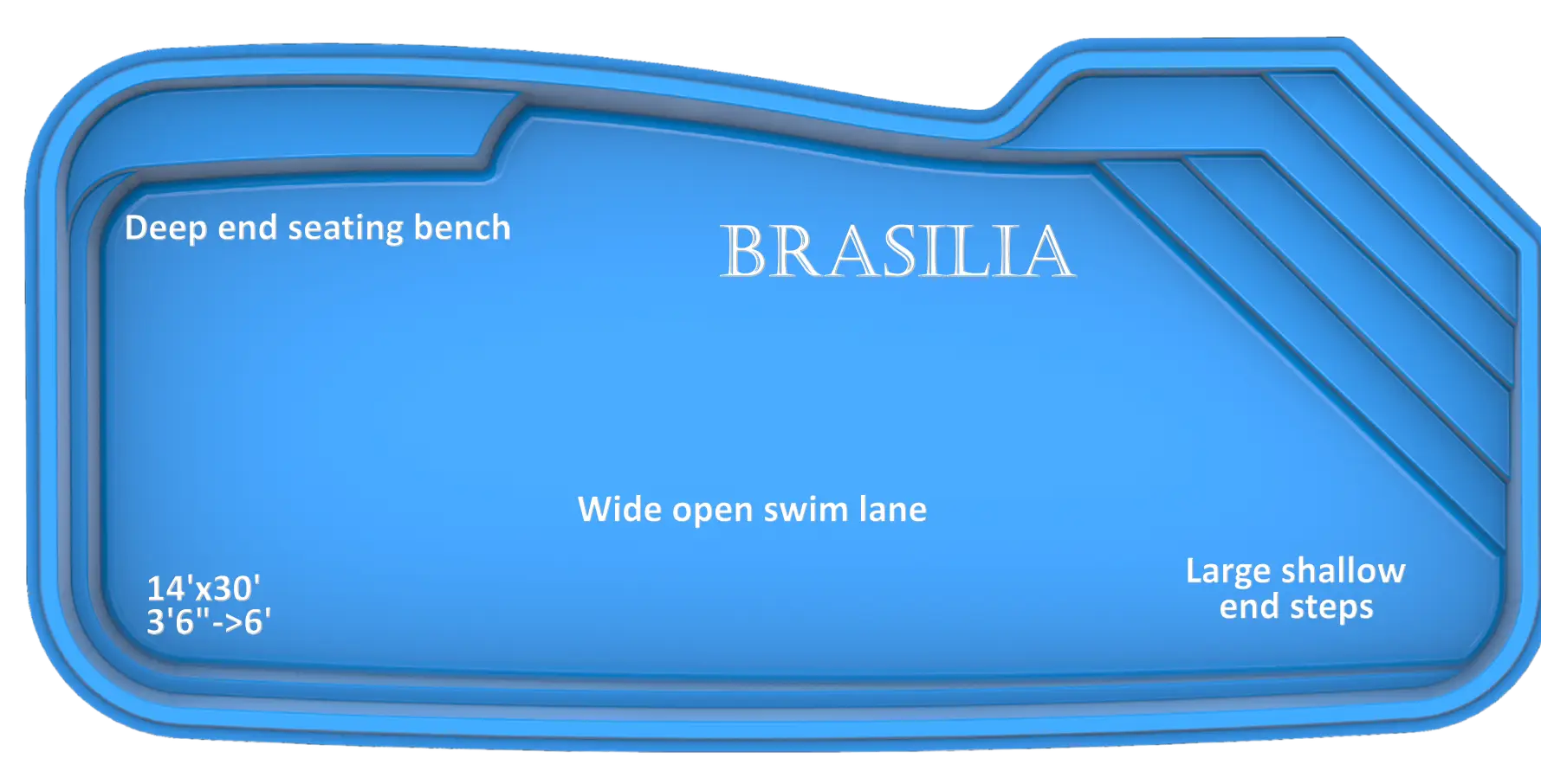 Brasilia model fiberglass pool by Rainforest Pools USA