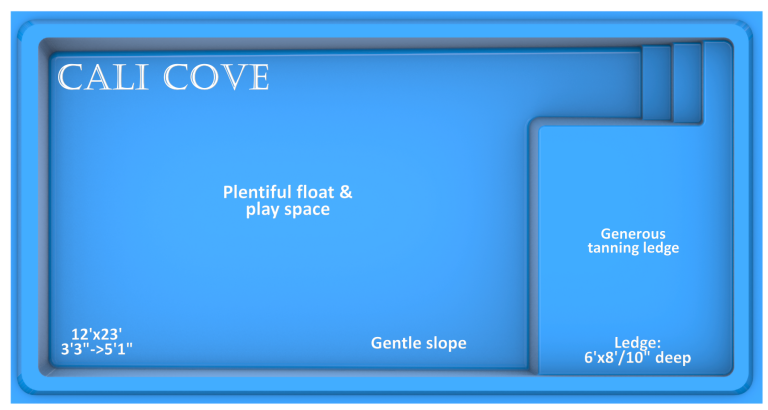 Cali Cove fiberglass pool features and benefits by Rainforest Pools USA