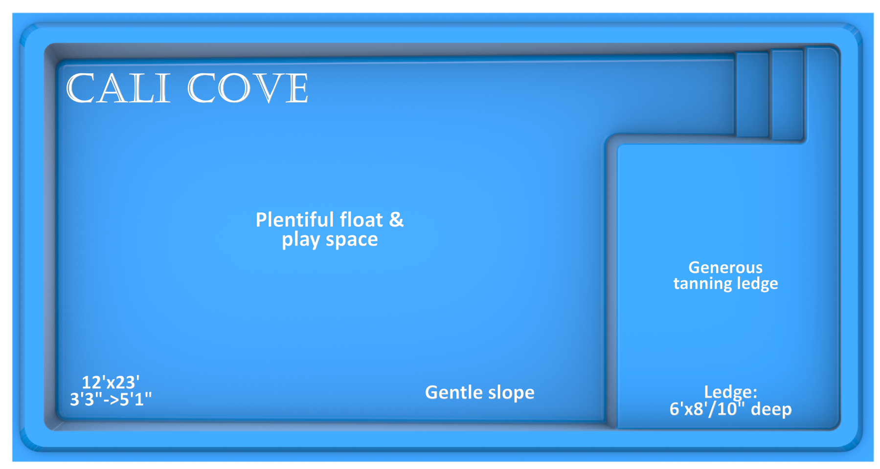 Cali Cove fiberglass pool features and benefits by Rainforest Pools USA