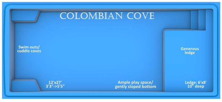 Colombian Cove fiberglass pool features and benefits by Rainforest Pools USA
