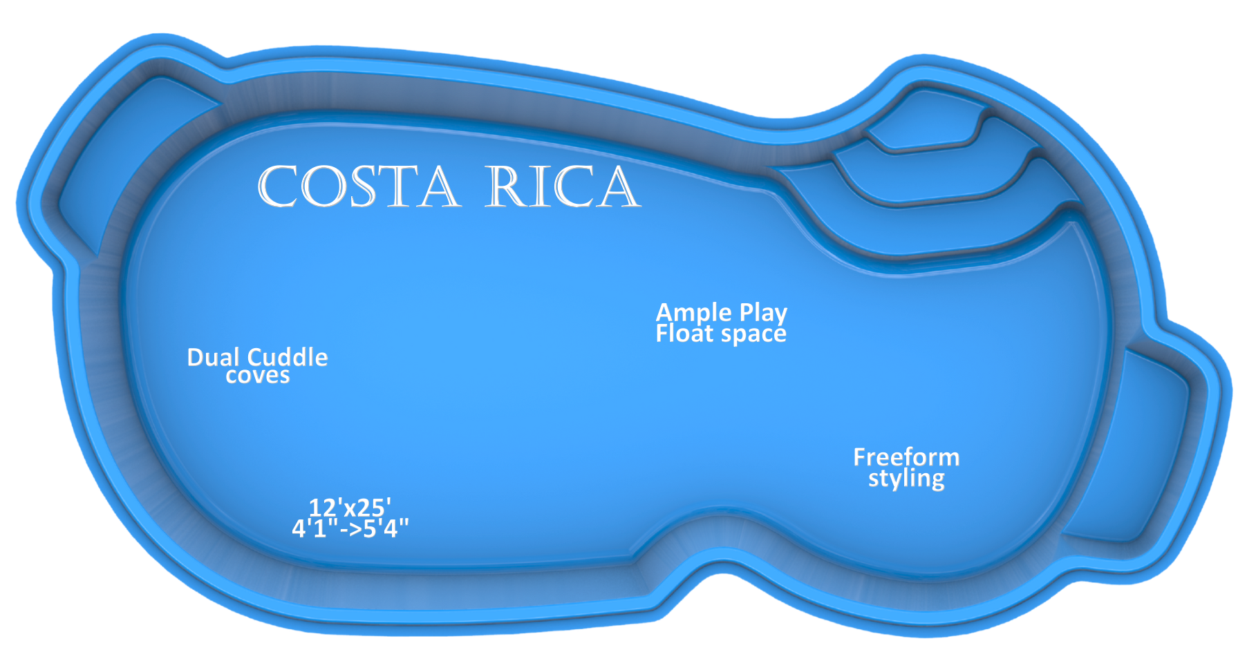 Costa Rica fiberglass pool by Rainforest Pools USA features and benefits