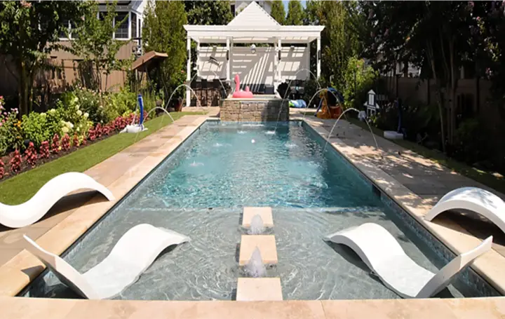 Fiberglass pool installation completed