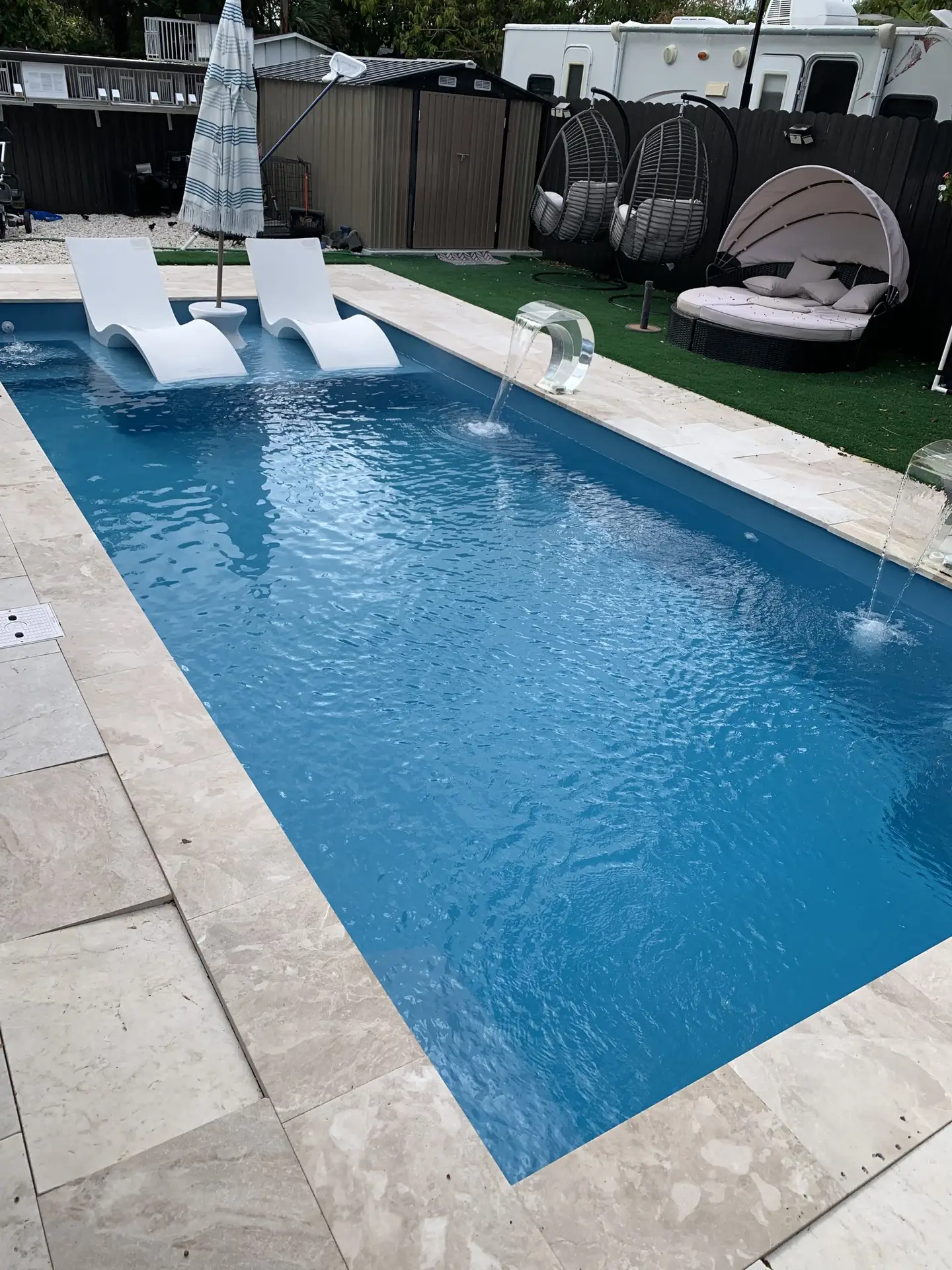 Colombian Cove fiberglass pool by Rainforest Pools n Composites installed in Miami