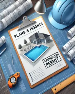 Plans and permits required for an inground pool installation