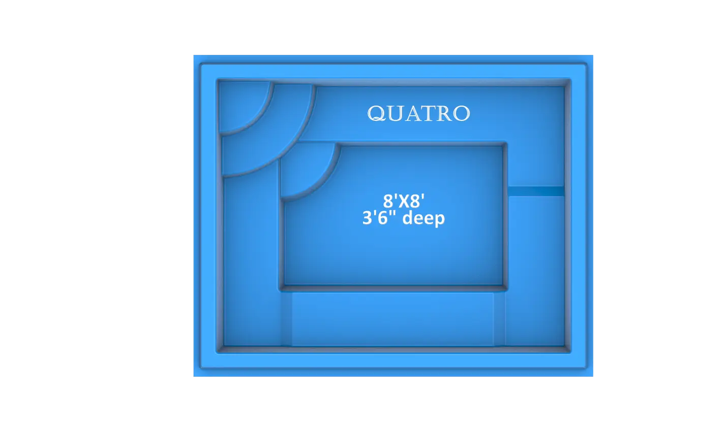 Quatro fiberglass spa by Rainforest Pools USA features and benefits