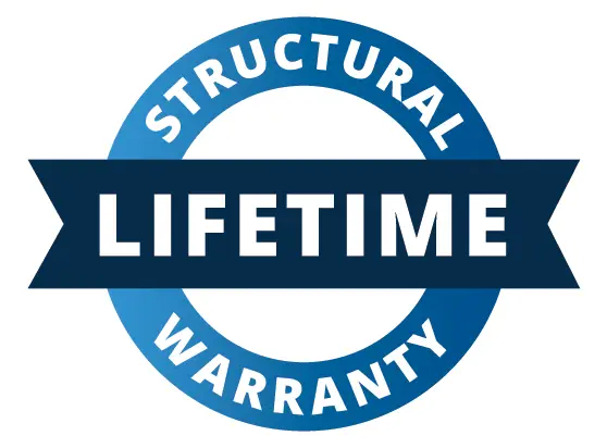 Badge indicating a lifetime structural warranty.