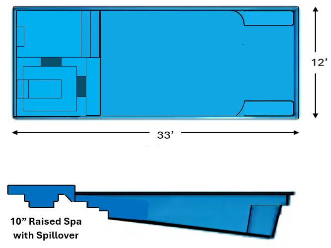 Colombian Resort Fiberglass Pool Spa Combo