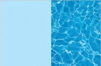 A clear blue swimming pool next to a solid light blue wall.