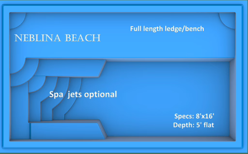Neblina Beach fiberglass pool by Rainforest Pools