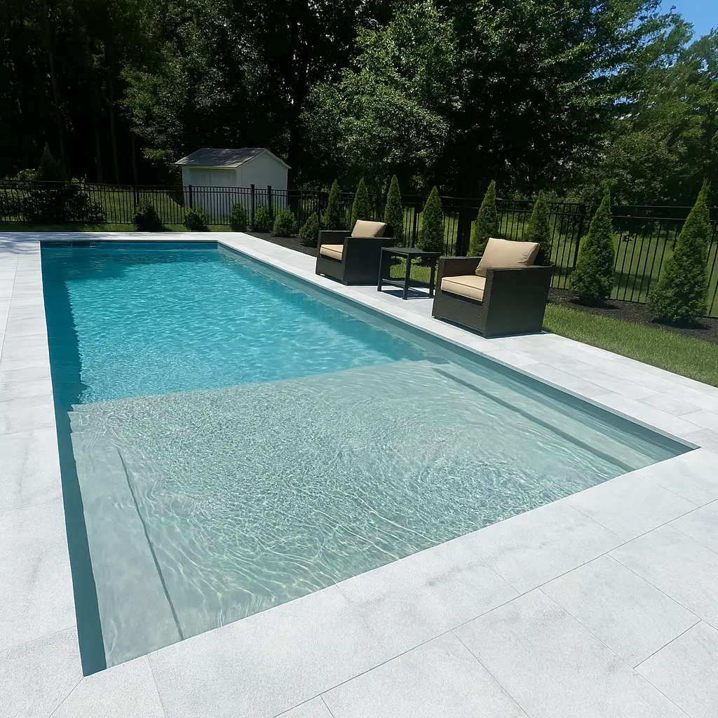 Colombian Beach fiberglass pool by Rainforest Pools.