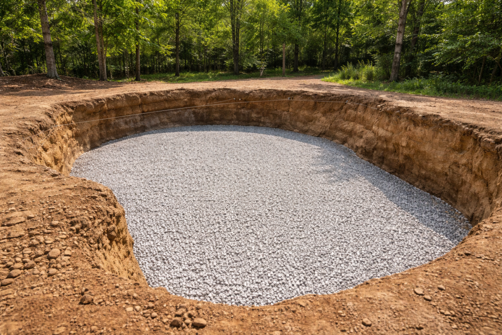 Fiberglass pool installation hole prep