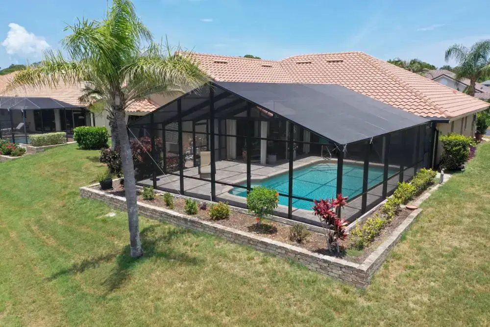 Gable roof pool screen enclosure in Florida