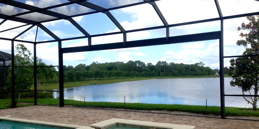 Picture window pool screen enclosure in Florida