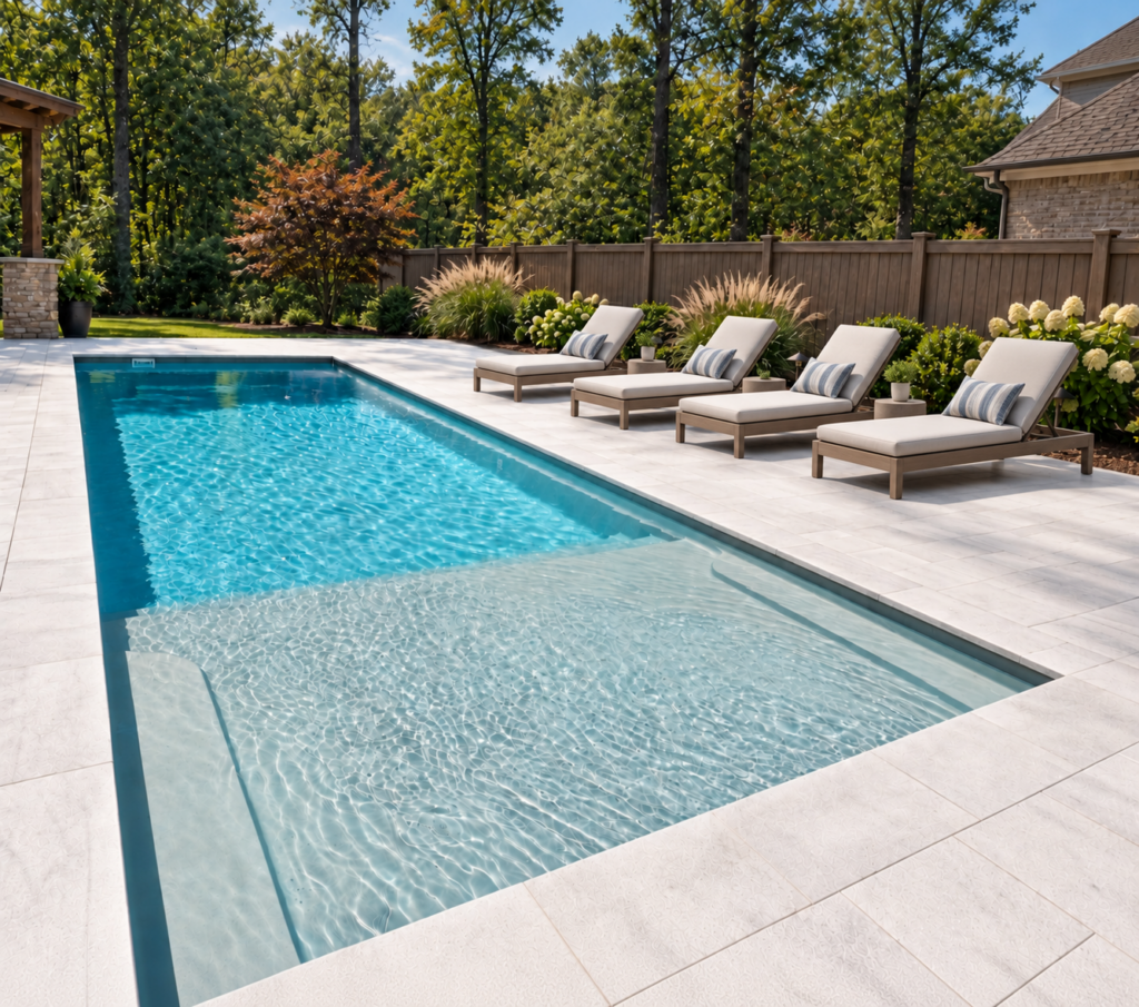 Colombian Beach fiberglass pool model by Rainforest Pools