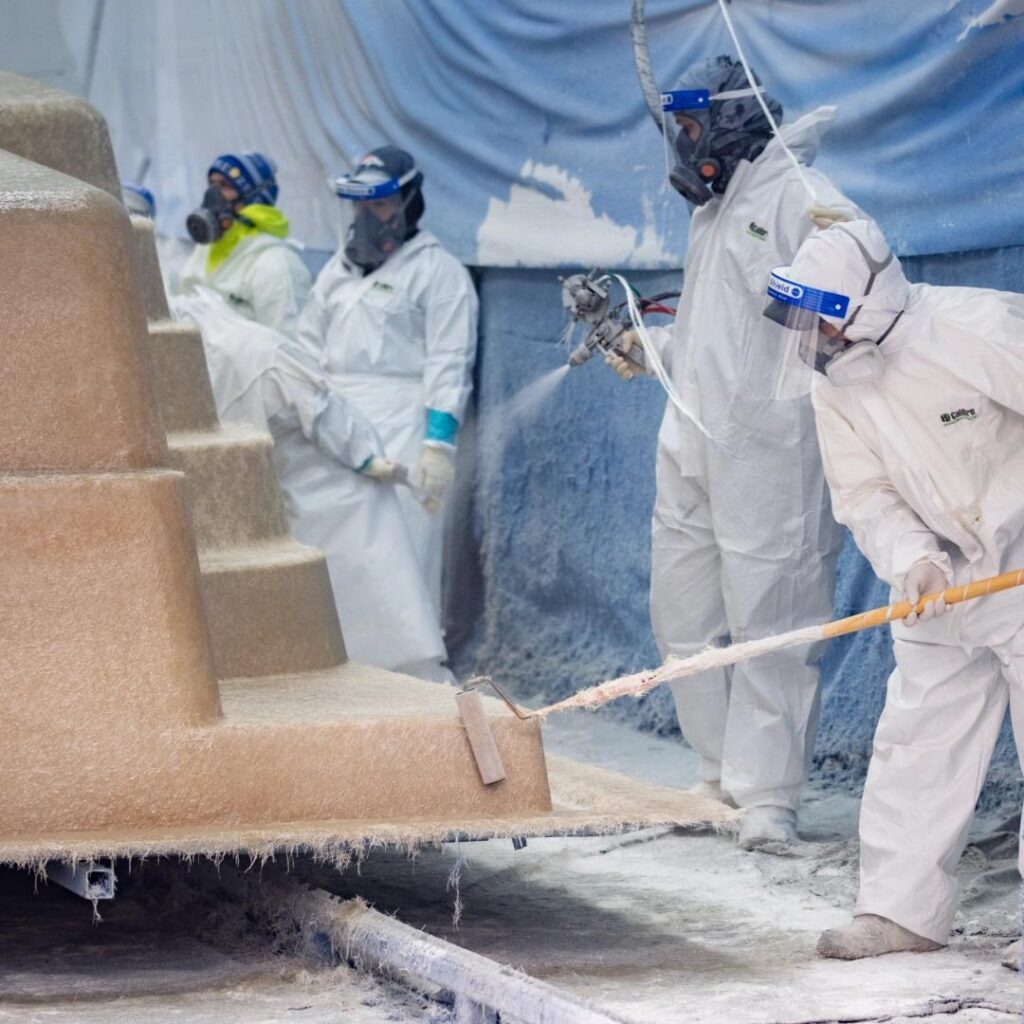 Rainforest Pools fiberglass pool shell manufacturing at the Orlando Florida facility